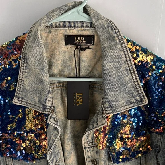 L&B Multicolor Sequin Jean Jacket - Picture 2 of 6